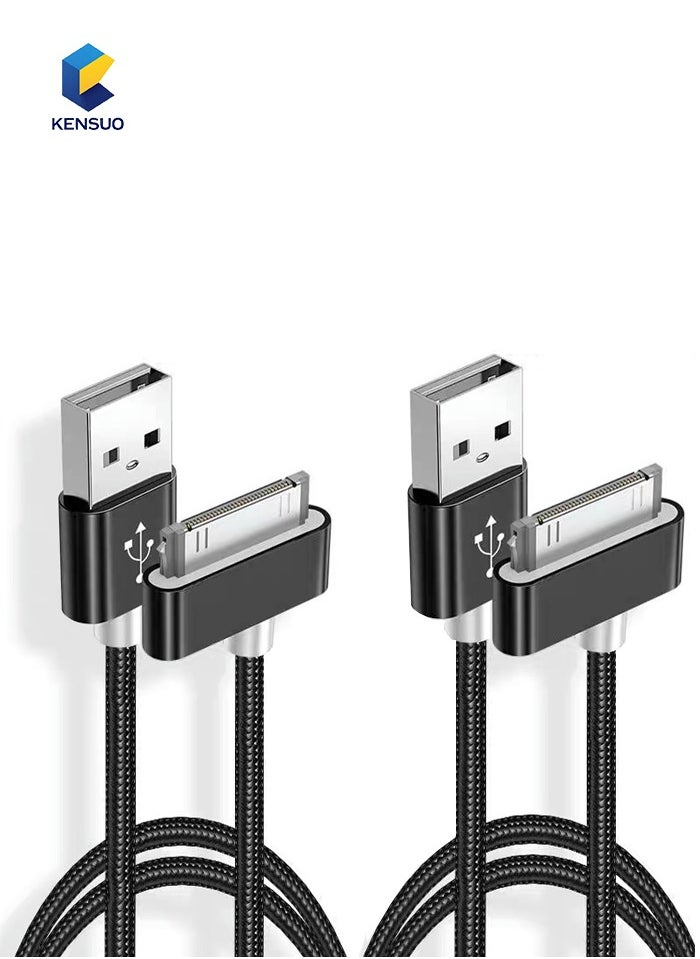 كينسو ٢ قطع كابل USB للشحن والمزامنة لأجهزة Apple iPhone 4/4s، iPhone 3G/3GS، iPad 1/2/3، iPod، بطول 3.2 قدم، باللون الأسود.  - Image 1