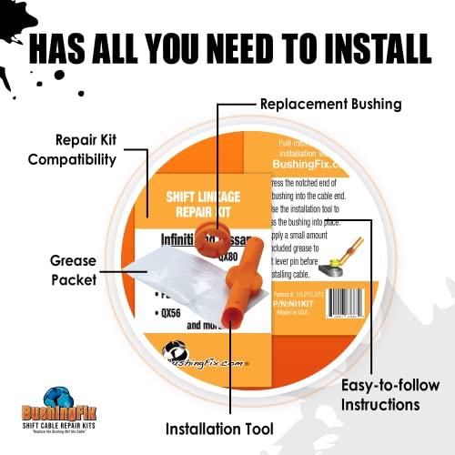 BushingFix.com BushingFix NI1KIT - Transmission Shift Cable Bushing Repair Kit - Automatic Transmission Linkage Repair Kit, Transmission Repair Kit, Shifter Cable Bushing Fix, Shift Linkage Bushing Replacement - Image 2