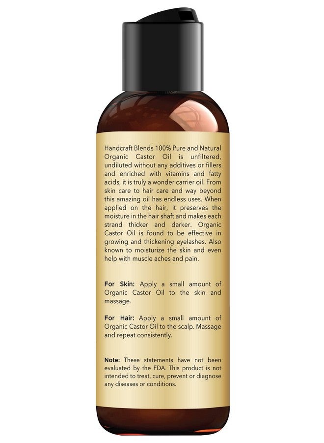 handcraft Blends Organic Castor Oil For Hair Growth Eyelashes And Eyebrows100% Pure And Natural Carrier Oil Hair Oil And Body Oilmoisturizing Massage Oil For Aromatherapy4 Fl. Oz - Image 2