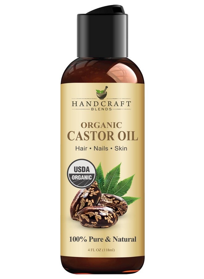 handcraft Blends Organic Castor Oil For Hair Growth Eyelashes And Eyebrows100% Pure And Natural Carrier Oil Hair Oil And Body Oilmoisturizing Massage Oil For Aromatherapy4 Fl. Oz - Image 1