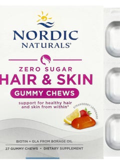 NORDIC NATURALS Zero Sugar Hair & Skin Gummy Chews Strawberry Lemonade 27 Gummy Chews 