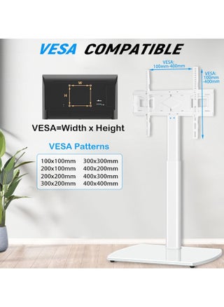 White Floor TV Stand for TV Screen with Swivel and Height Adjustable, Metal Base Hold up to 88 lbs Max VESA 400x400 mm - pzsku/ZB4B9F9AEB1A682DBF58CZ/45/_/1717338444/da009ae5-061b-45bf-bf68-d8b903c1989a