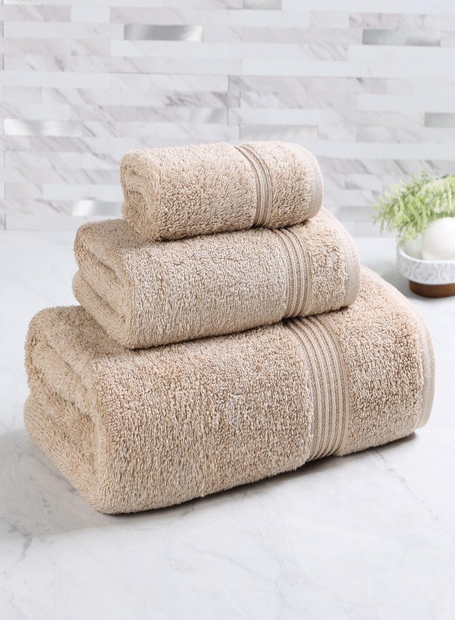 Superior Heritage Egyptian Cotton 3 Piece Towel Set, Assorted Absorbent Towels for Bathroom, Guest Bath, Luxury Home Decor Essentials, Includes 1 Bath, 1 Hand, 1 Face Towel/Washcloth, Taupe - Image 1