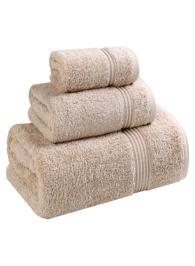 Superior Heritage Egyptian Cotton 3 Piece Towel Set, Assorted Absorbent Towels for Bathroom, Guest Bath, Luxury Home Decor Essentials, Includes 1 Bath, 1 Hand, 1 Face Towel/Washcloth, Taupe - Image 2