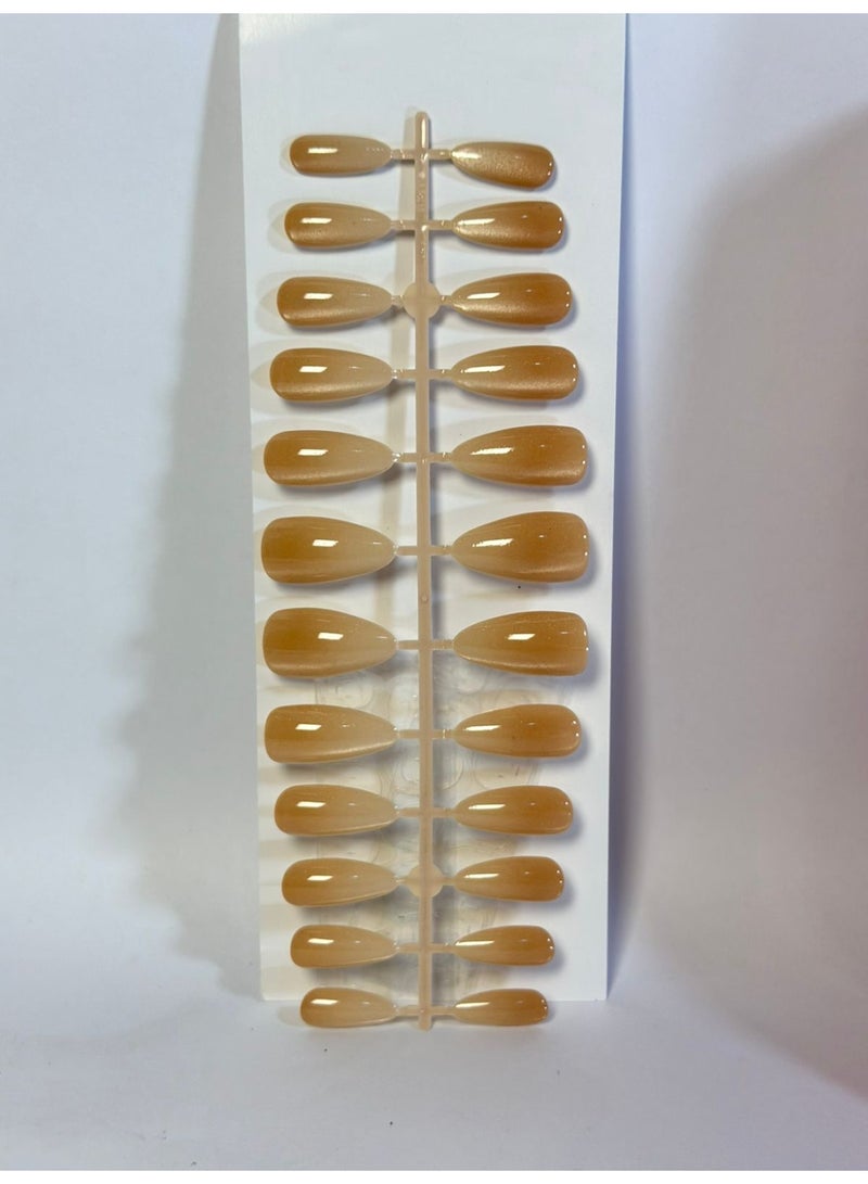 24 قطعة من الأظافر الصناعية ذات الغطاء الكامل بأطراف أكريليك ناعمة من الجل وأظافر صناعية مدببة، تصميمات أظافر صناعية، ديكورات منزلية للنساء والفتيات، صالون منزلي، اصنعها بنفسك. (ورقة واحدة) - Image 1