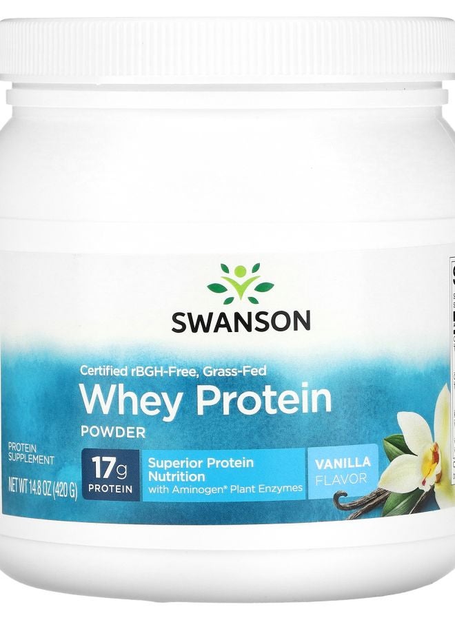 SWANSON Grass Fed Whey Protein Powder Vanilla 14.8 oz (420 g)