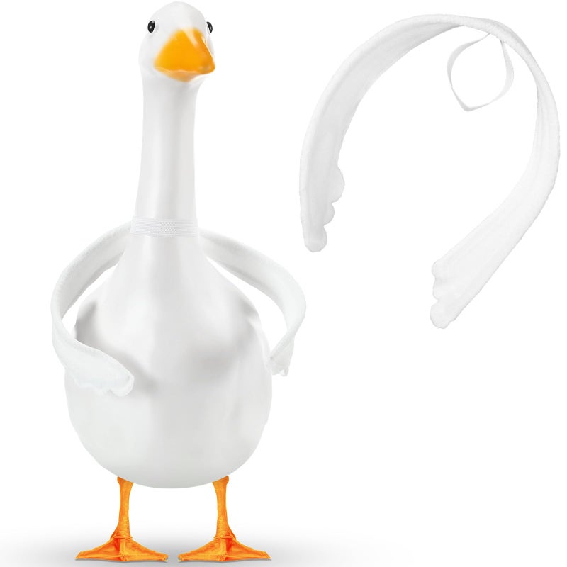 Abbylike Poseable Goose Wings for 23â€- 28" Porch Lawn Goose Outfit Accessories Poseable White Wings for Outdoor Patio Yard Lawn Art Decoration(2 Pcs,Wavy Edge) - Image 1