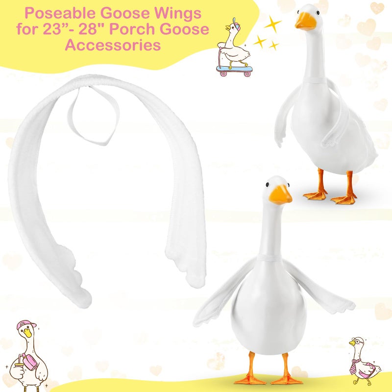 Abbylike Poseable Goose Wings for 23â€- 28" Porch Lawn Goose Outfit Accessories Poseable White Wings for Outdoor Patio Yard Lawn Art Decoration(2 Pcs,Wavy Edge) - Image 4