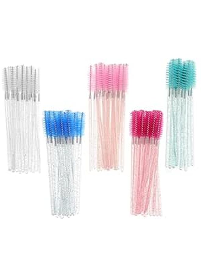 250pcs Crystal Handle Spoolie Brushes for Eyelash Extensions and Brow Lamination Professional Beauty - Image 1