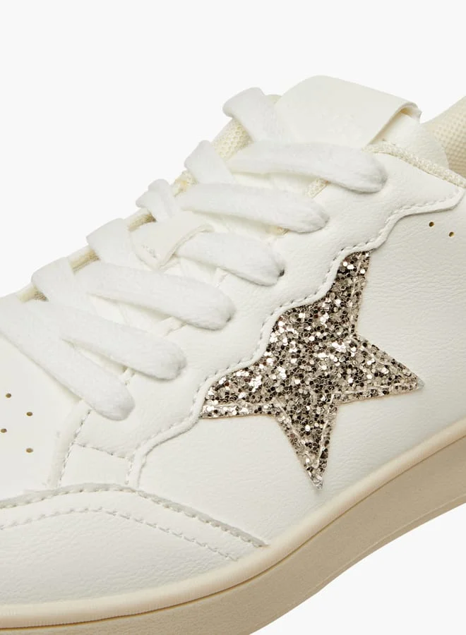 سيليست Women's Star Embellished Sneakers with Lace-Up Closure