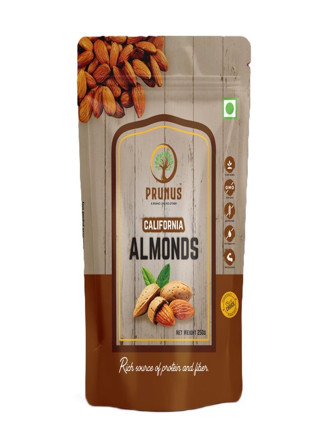 PRUNUS 100% Natural Premium California Almonds - 250g Resealable Pouch | Premium Badam Giri | High Fiber, Immunity Booster, Vegan & Gluten-Free | Fresh, Crunchy Real Nuts" - Image 1