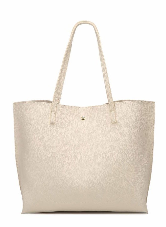 Dreubea Women's Soft Faux Leather Tote Shoulder Bag from, Big Capacity Tassel Handbag, Beige, One size - Image 5