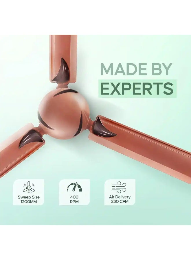 Longway Creta P1 Ceiling Fan,1200mm/48 inch, Remote Controlled,Anti-Dust,Star Rated, Rusty Brown - Image 3