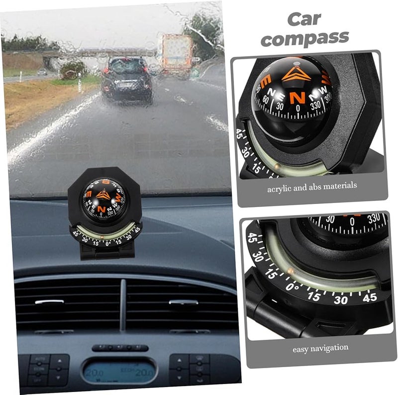 بوصلة لوحة القيادة ذاتية اللاصق للسيارات، مصنوعة من الأكريليك ABS متين، توجيه اتجاه سهل للملاحة - Image 5