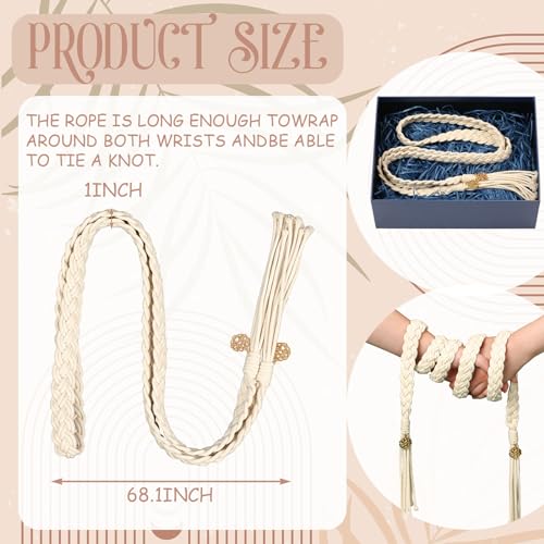 Ribbonlic Handfasting Cord for Wedding, Wedding Lasso for Ceremony. Rustic Lasso Lazos Cord Rope for Traditional Catholic Ceremony(Ivory White,Simple) - Image 3