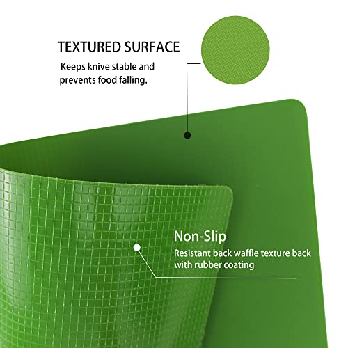 ZVP Plastic Cutting Board for Kitchen Set of 5, Flexible Cutting Mats with Food Icon, Gradient Color Chopping Boards, BPA Free, Non Slip, Dishwasher Safe, 15×12 IN,Green Multi-Color - Image 3