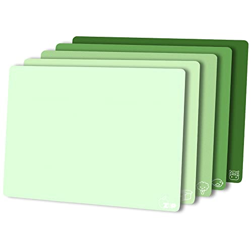 ZVP Plastic Cutting Board for Kitchen Set of 5, Flexible Cutting Mats with Food Icon, Gradient Color Chopping Boards, BPA Free, Non Slip, Dishwasher Safe, 15×12 IN,Green Multi-Color - Image 1