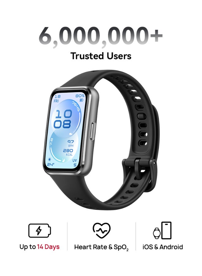 HUAWEI Band 11 Health and Fitness Tracker, Smart Watch, 24/7 Health Intelligence, HRV, Sleep Tracking, Stress Monitor, Emotional Wellbeing, Ultra-Slim, iOS & Android, Up to 14 Days Battery Life Black - Image 1