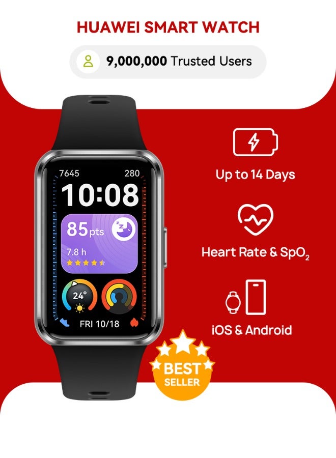 HUAWEI Band 11 Health and Fitness Tracker, Smart Watch, 24/7 Health Intelligence, HRV, Sleep Tracking, Stress Monitor, Emotional Wellbeing, Ultra-Slim, iOS & Android, Up to 14 Days Battery Life Black - Image 1