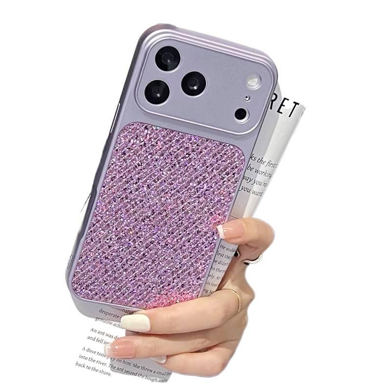 غطاء واقي بTPU لـ iPhone 16 / 16 Plus / 16 Pro / 16 Pro Max مع حماية من السقوط ونقشة الماس مع مقاوم للصدمات مع لمعان باللون بنفسجي من مادة TPU باللون البنفسجي - Image 1