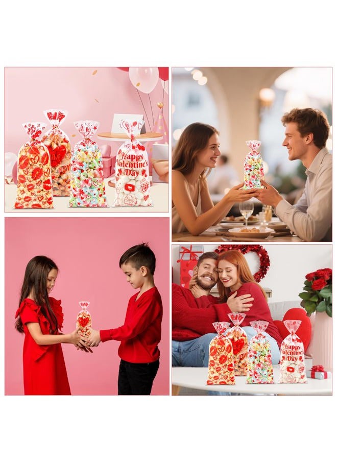 ZYLOP Valentines Cellophane Treat Bags - 50 PCS Plastic Valentines Candy Bags with Twist Ties for Cookie Goodie Valentine Gift Bag for Valentine Day Wedding Party Favor Supplies, 10.6x 5.2 Inch, 4 Style - Image 5