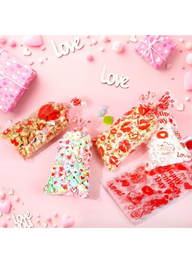 ZYLOP Valentines Cellophane Treat Bags - 50 PCS Plastic Valentines Candy Bags with Twist Ties for Cookie Goodie Valentine Gift Bag for Valentine Day Wedding Party Favor Supplies, 10.6x 5.2 Inch, 4 Style - Image 3