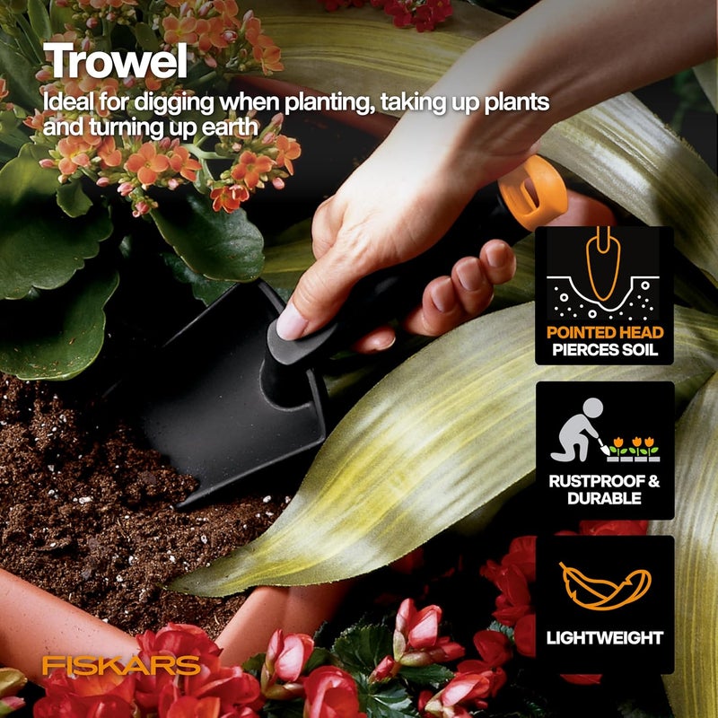 Fiskars Flower Gardening Tool Set with Floral Pruner, Trowel, Cultivator, Garden Gloves, and Ultra-Light Kneeling Cushion for Outdoor Use (5 Piece Kit) - Image 3