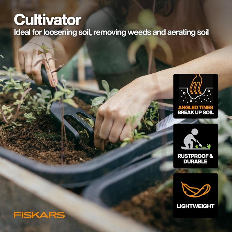 Fiskars Flower Gardening Tool Set with Floral Pruner, Trowel, Cultivator, Garden Gloves, and Ultra-Light Kneeling Cushion for Outdoor Use (5 Piece Kit) - Image 4