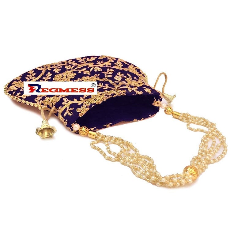 REGMESS Rajasthani Style Royal Clutch Silk Batwa Bag/Ethnic Potli Women's Potli/potli for Gift/potli for Women Party - Image 2
