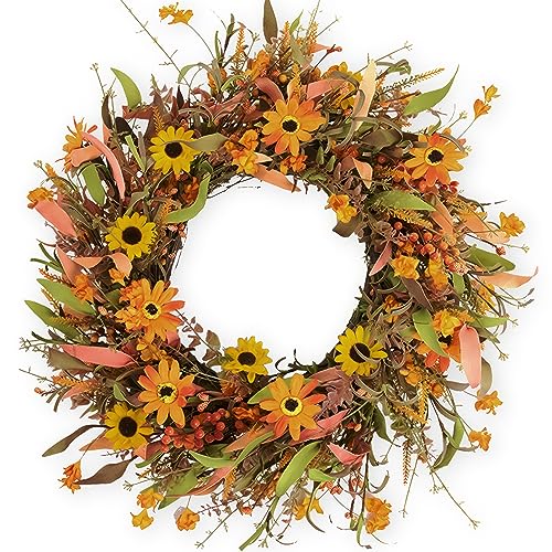 JINGHONG Fall Wreaths for Front Door 24 Inch Artificial Fall Wreath Large Autumn Wreath for Outside Wall Porch Harvest Thanksgiving Day Celebration - Image 1