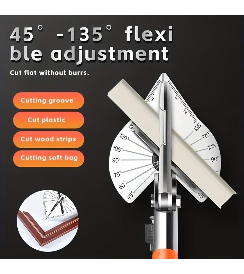 Electrician Wire Trough Angle Scissors 45 Degree 90 Degree U Shaped Edge Banding Buckle Strip Decoration Woodworking Card Strip Multi Function Right Angle Shears - Image 1