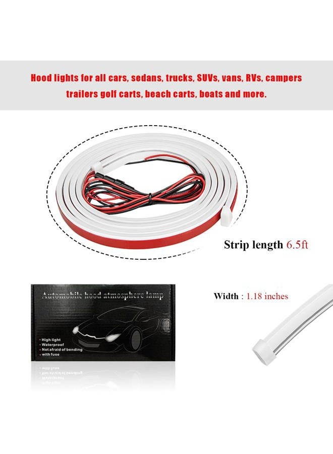 SHMZK Car Hood Light Strip, 79 Inch Car Hood LED Daytime Running Light Strip with Fuse Protection, Flexible Dynamic Scan Start up Light Strip for Car SUV Truck, Car Accessories (White) - Image 2