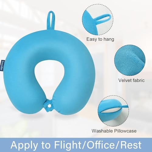 Gosider Neck Pillow for Travel Comfortable Travel Pillows U Shape Memory Foam Airplane Pillow Support Neck and Head Portable Neck Pillows Suitable for Airplane Trains SelfDriving Cars Lake Blue Color - Image 3