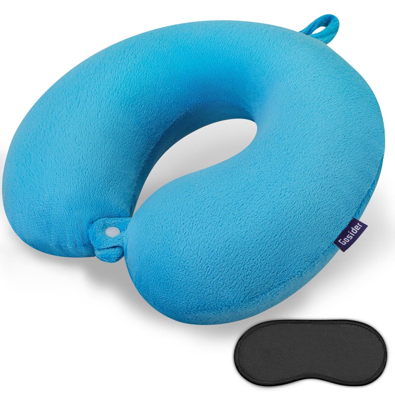 Gosider Neck Pillow for Travel Comfortable Travel Pillows U Shape Memory Foam Airplane Pillow Support Neck and Head Portable Neck Pillows Suitable for Airplane Trains SelfDriving Cars Lake Blue Color - Image 2