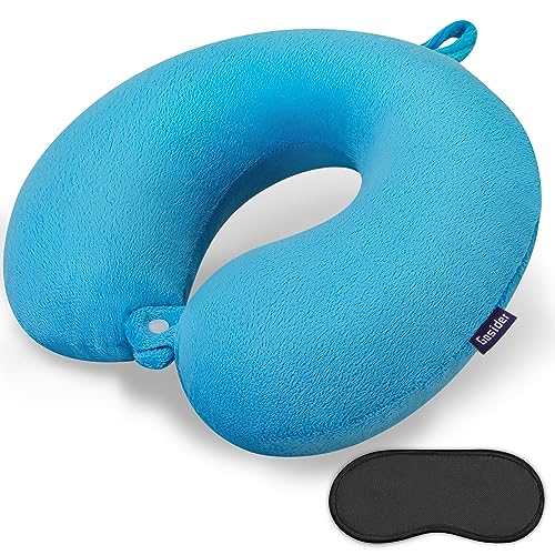 Gosider Neck Pillow for Travel Comfortable Travel Pillows U Shape Memory Foam Airplane Pillow Support Neck and Head Portable Neck Pillows Suitable for Airplane Trains SelfDriving Cars Lake Blue Color - Image 1