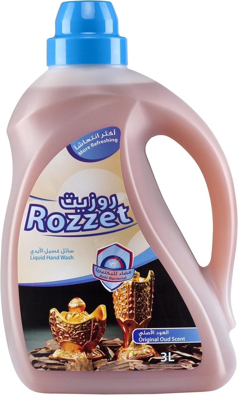غسول يد سائل روزيت برائحة العود الأصلية، 3 لترات