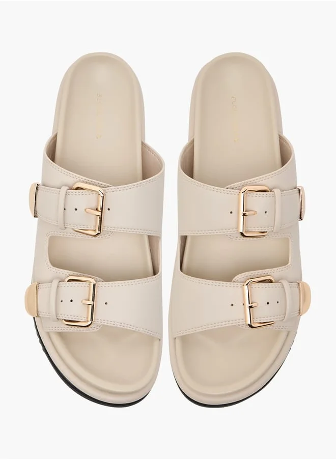 فلورا بيلا من شو إكسبرس Solid Slides with Buckle Accent