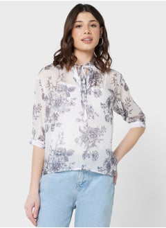 Neck Tie Printed Top
