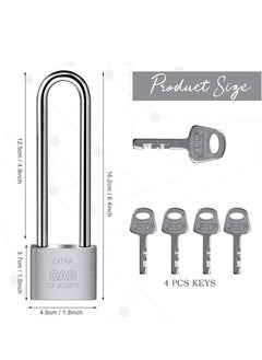 Y&D Lengthened Padlock with 4 Keys, 6.4 Inch Long Shackle Heavy Duty Lock Waterproof High Security Outdoor for Warehouses Container Doors Garage Shed  - Image 4