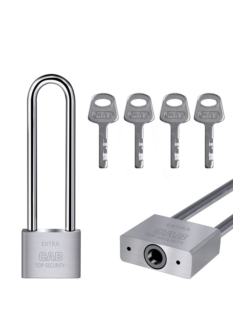 Y&D Lengthened Padlock with 4 Keys, 6.4 Inch Long Shackle Heavy Duty Lock Waterproof High Security Outdoor for Warehouses Container Doors Garage Shed  - Image 1