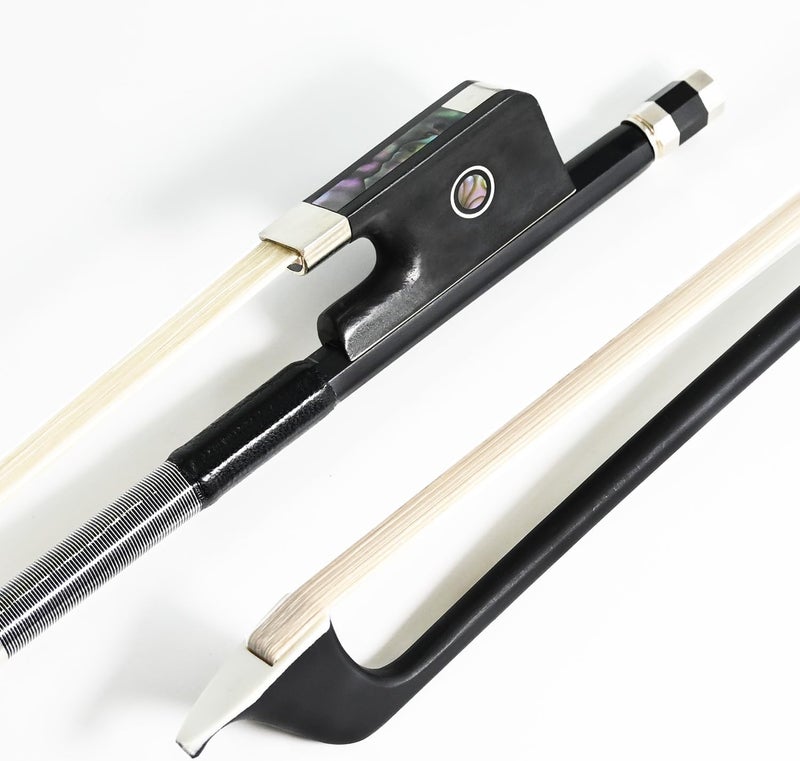 VINGOBOW Carbon Fiber Cello Bow 3/4 Size 100C Advanced Level Parisian Eyes Ebony Frog Natural Real White Horse Hair Pernambuco Performance Warm Clear Tone - Image 1