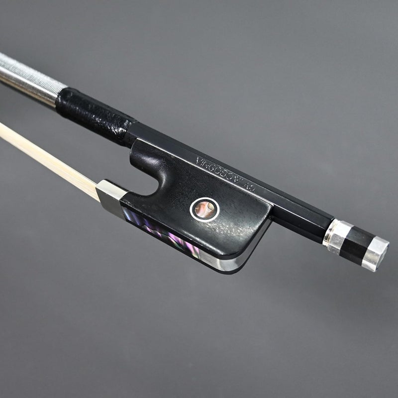 VINGOBOW Carbon Fiber Cello Bow 3/4 Size 100C Advanced Level Parisian Eyes Ebony Frog Natural Real White Horse Hair Pernambuco Performance Warm Clear Tone - Image 5