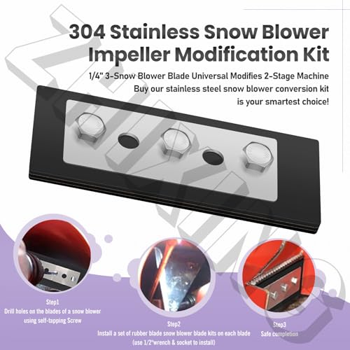 Snow Bear 100% 304 Stainless Snow Blower Impeller Modification Kit - 1/4" 3-Snow Blower Blade Universal - Modifies 2-Stage Machine, Rust-Resistant Reuse in Harsh Environments (3) - Image 3