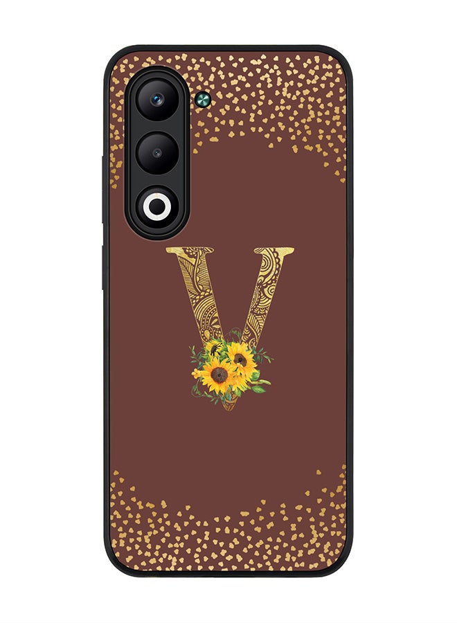 Stylizedd For Oppo A5 5G / A5 4G Case,Slim fit Camera Protection, Shockproof Thin Phone cover  - Custom Floral Monogram - V  (Brown )