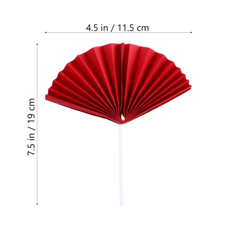 Red Cake Toppers 10pcs Fan Shaped Non Edible Birthday Cake Decorations Party Supplies - Image 3