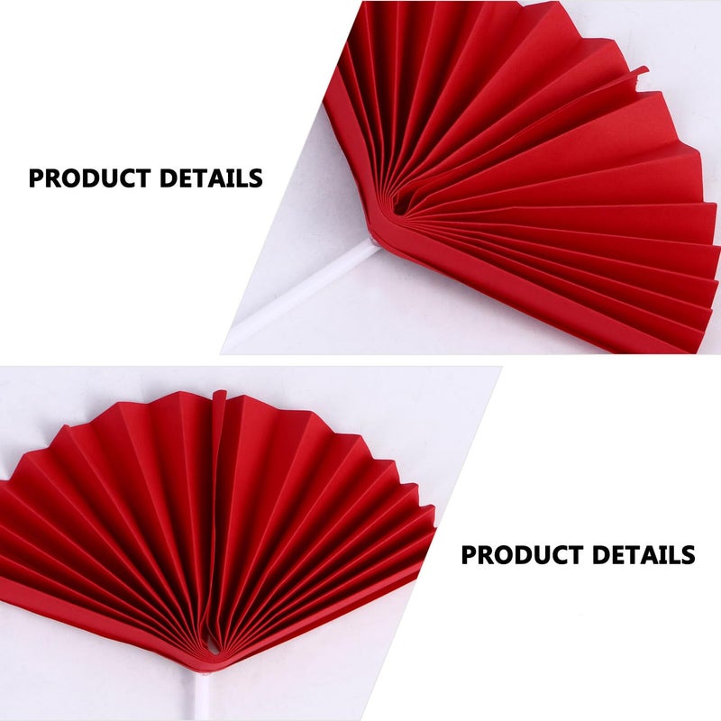 Red Cake Toppers 10pcs Fan Shaped Non Edible Birthday Cake Decorations Party Supplies - Image 4