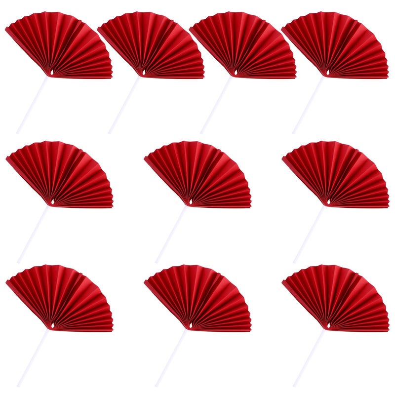 Red Cake Toppers 10pcs Fan Shaped Non Edible Birthday Cake Decorations Party Supplies - Image 2