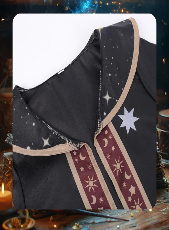 AGCOAH Kids Wizard Costume for Boys Girls Dark Wizard Outfits with Hat Belt Magic Wand Halloween Cosplay Dress Up Black S(6-8Y) - Image 5