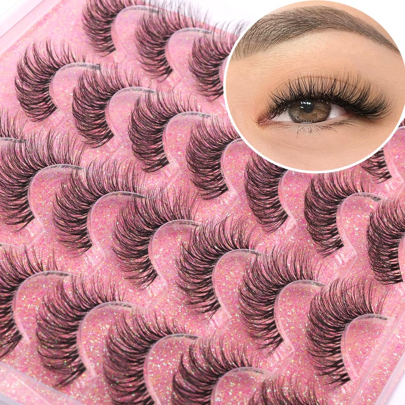 Kiromiro 14mm Lashes Natural Look Wispy Eyelashes Faux Mink Lashes Clear Band Short Natural False Lashes Cat Eye Daily Soft Strip Lashes Pack by Kiromiro