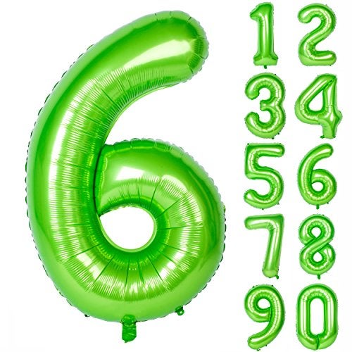 CHANGZHONG 40 Inch Large Green Number 6 Balloon Giant Helium Polyester Film 6th Birthday Girl Boy Self Inflating Digit Six For Anniversary Celebration Baby Shower New Year Engagement Party Decoration - Image 1